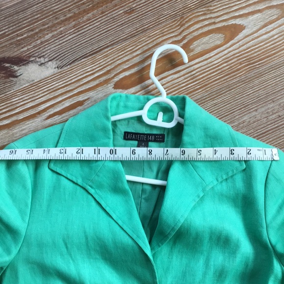 Lafayette 148 green linen jacket 4 6 - Picture 5 of 10